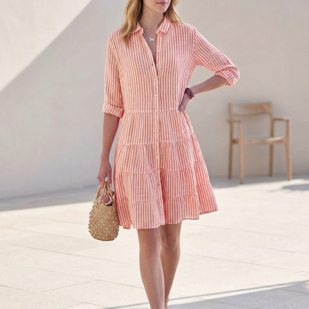 Image of Madison | Women's Button-Down Tiered Mini Dress
