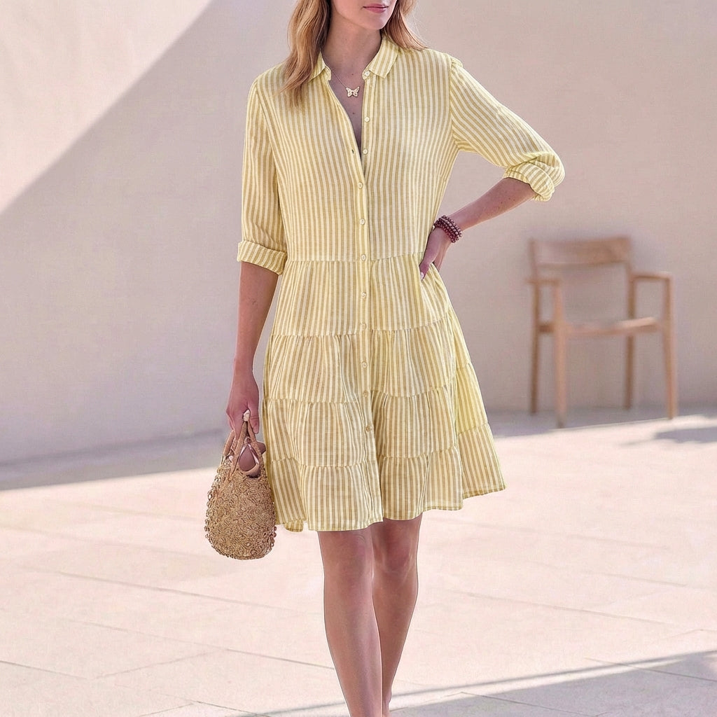 Image of Madison | Women's Button-Down Tiered Mini Dress