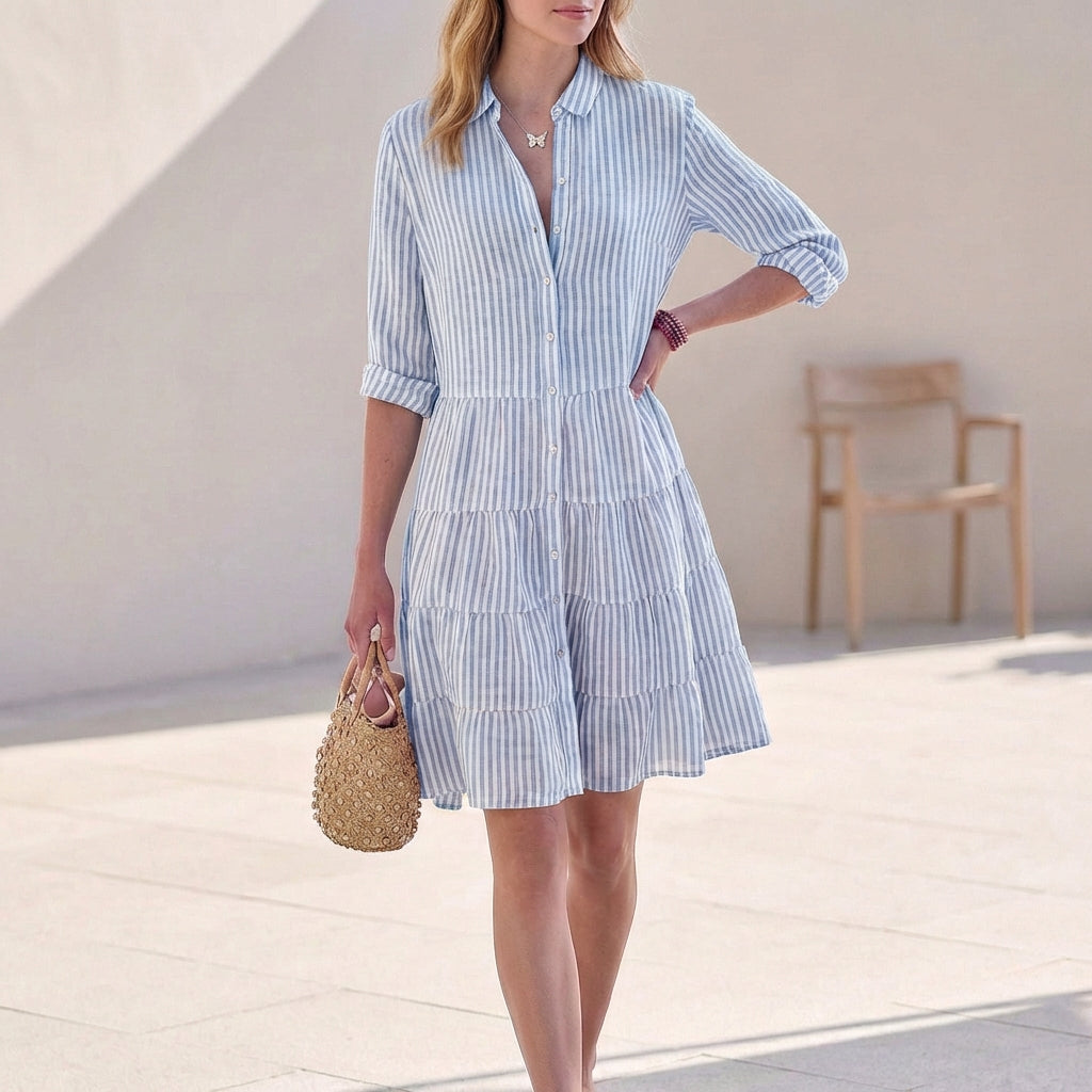 Image of Madison | Women's Button-Down Tiered Mini Dress