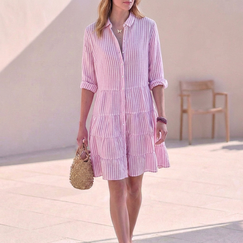 Image of Madison | Women's Button-Down Tiered Mini Dress