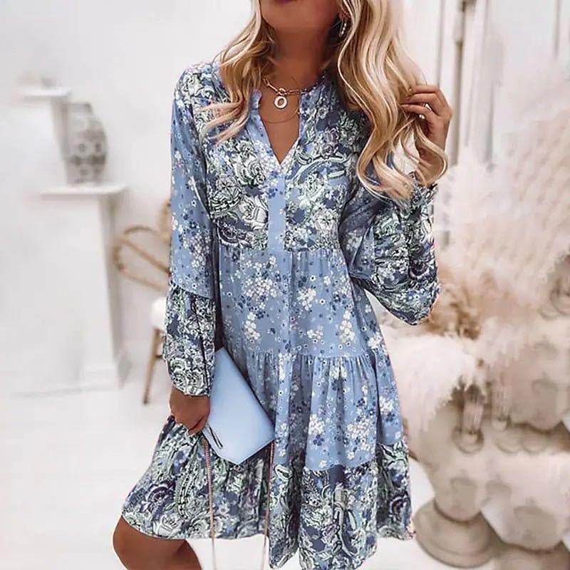 Image of Mae | Women's V-Neck Floral Mini Dress