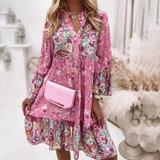 Image of Mae | Women's V-Neck Floral Mini Dress