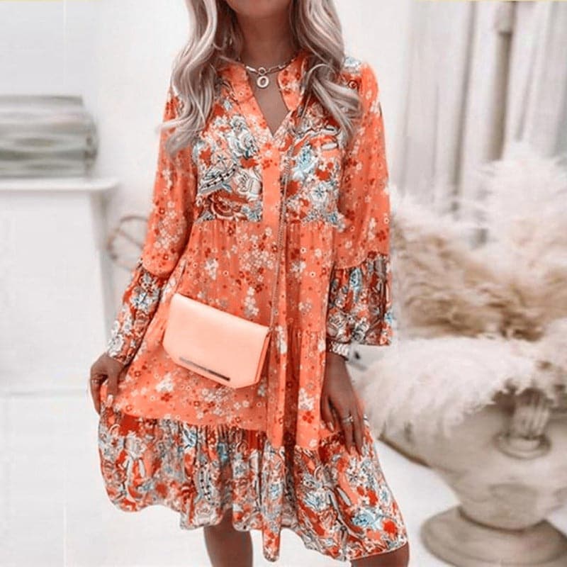 Image of Mae | Women's V-Neck Floral Mini Dress