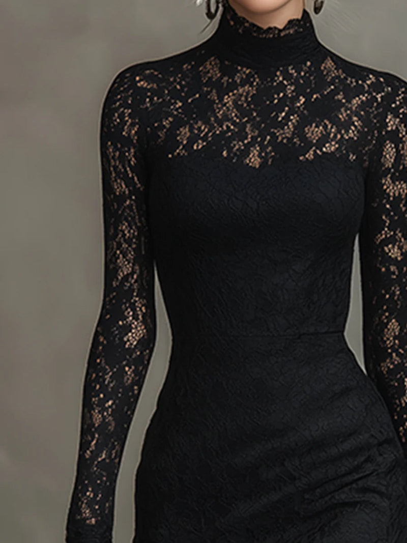 Image of Mandy | Women's Lace Long Sleeve Midi Dress