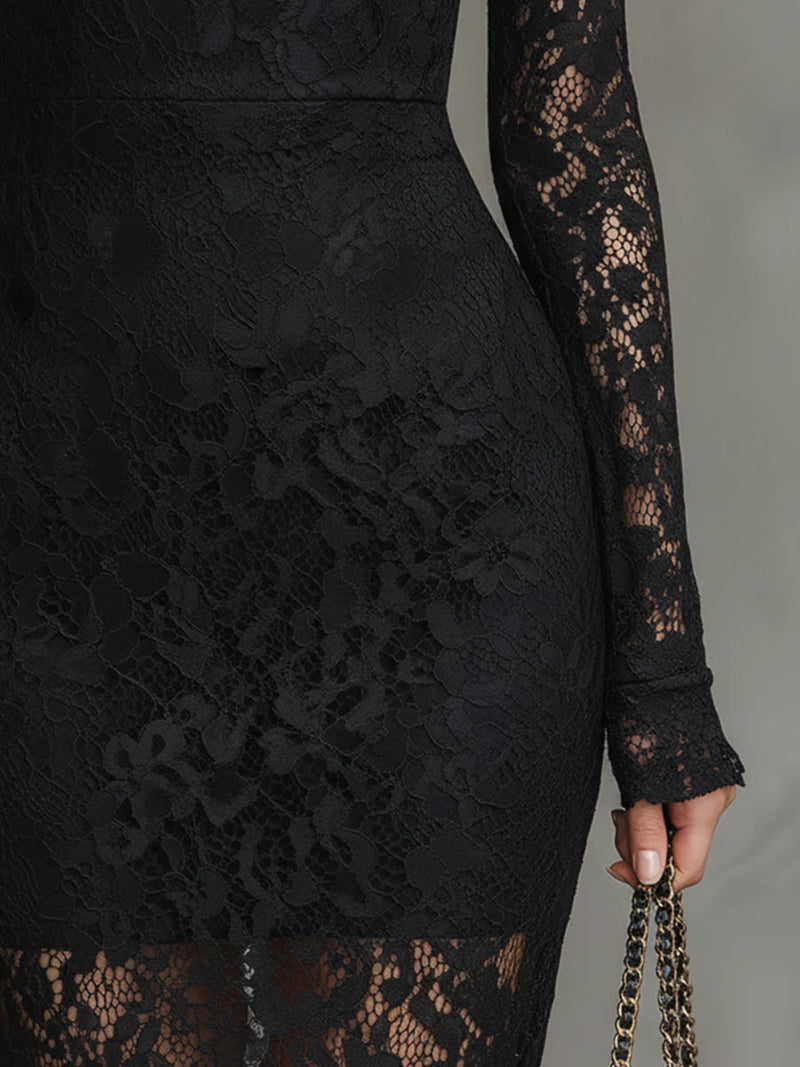 Image of Mandy | Women's Lace Long Sleeve Midi Dress