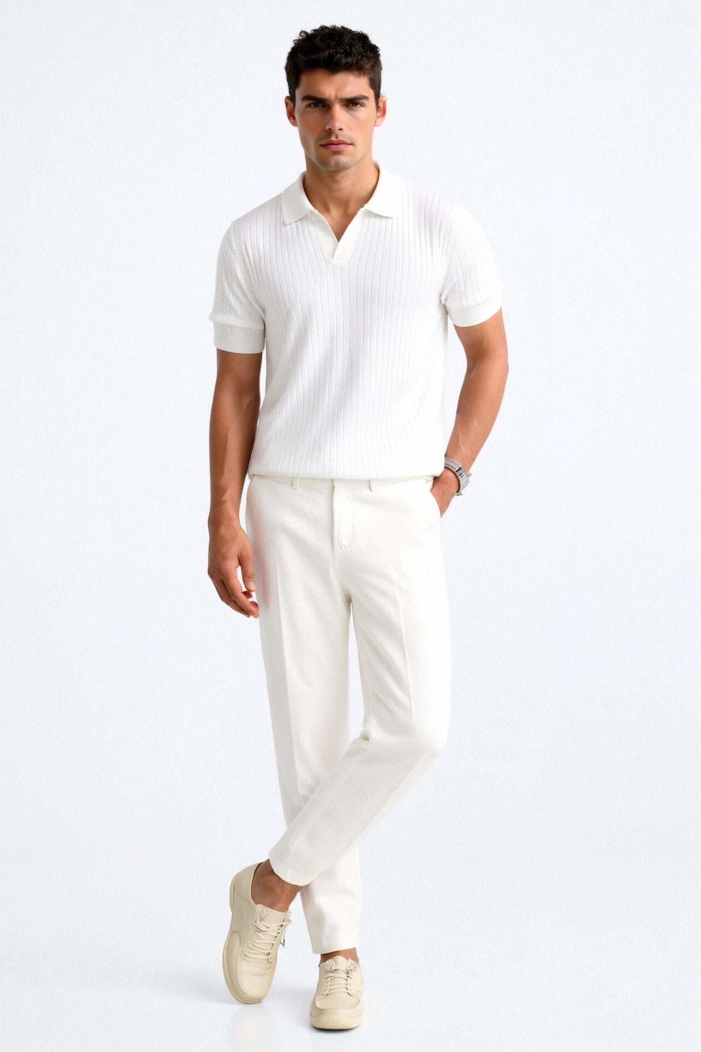 Image of Marcus | Men's Ribbed Short Sleeve Polo Shirt