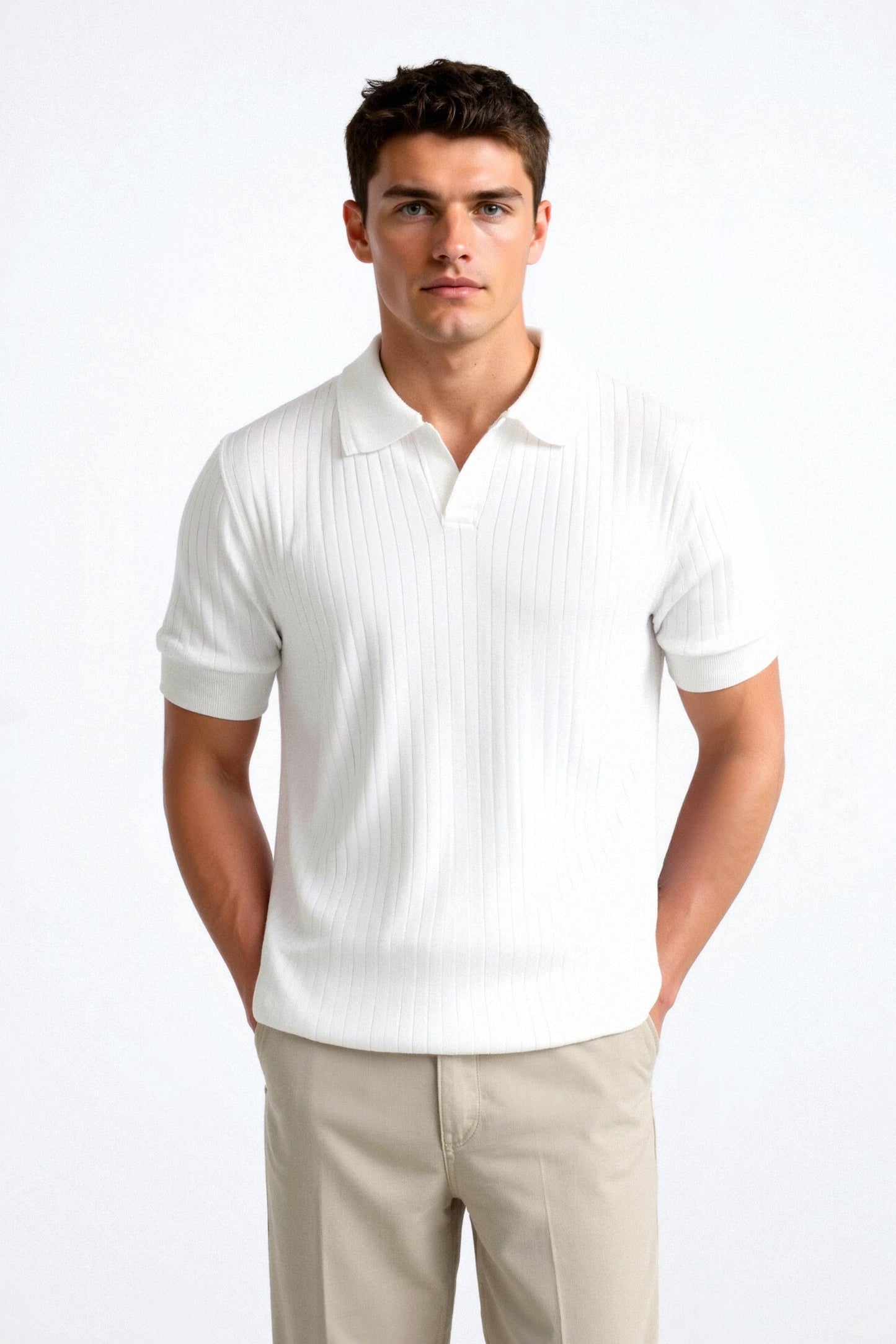 Image of Marcus | Men's Ribbed Short Sleeve Polo Shirt