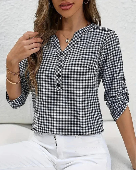 Image of Mariah | Women's Button-Down Gingham Blouse