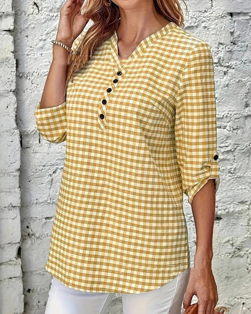 Image of Mariah | Women's Button-Down Gingham Blouse