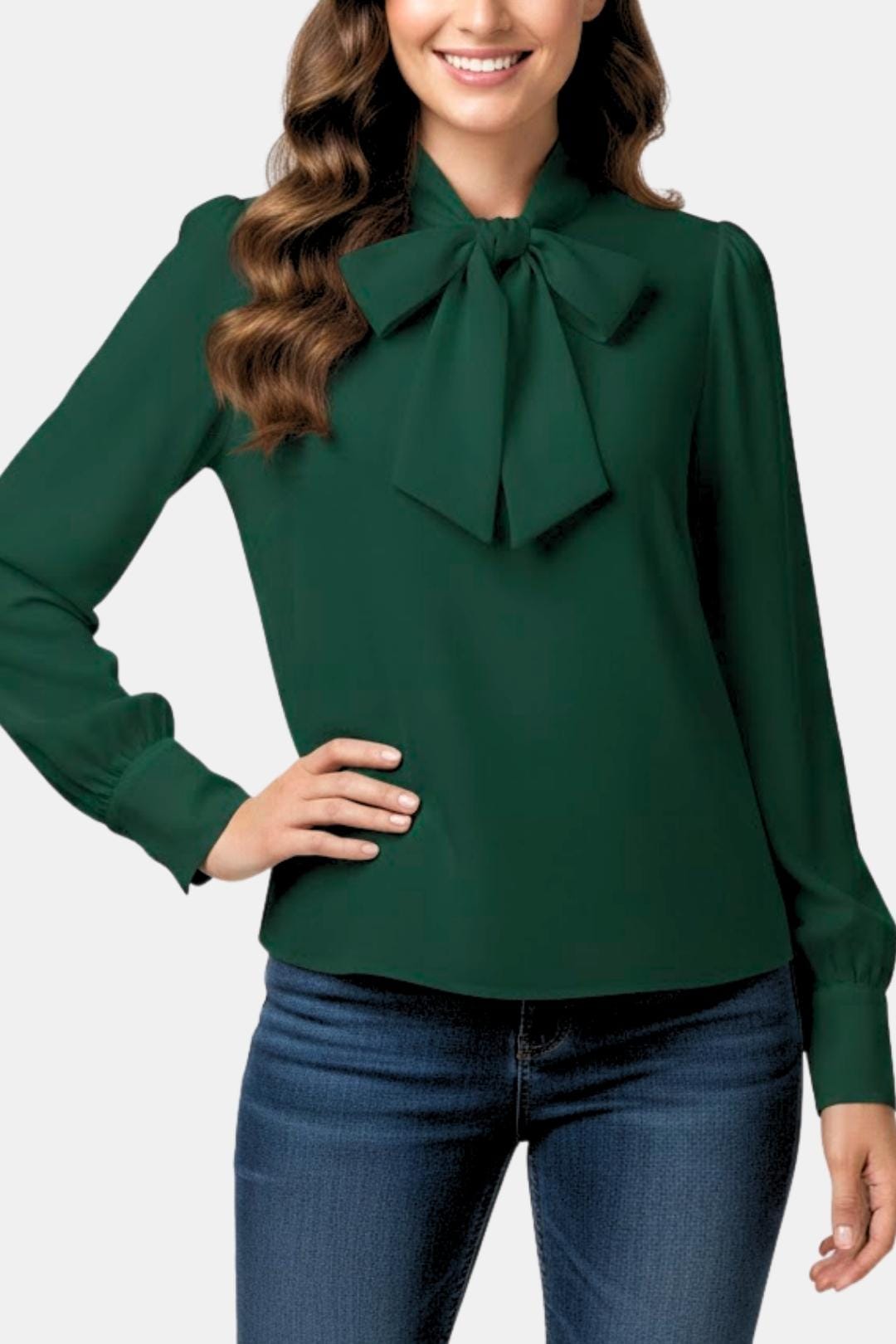 Image of Maureen | Women's Long Sleeve Tie Neck Blouse