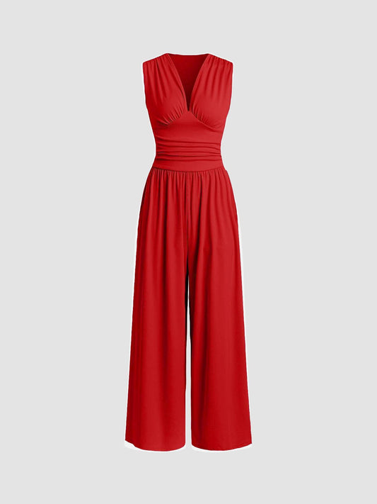 Image of Megan | Women's Sleeveless Wide Leg Culotte Jumpsuit