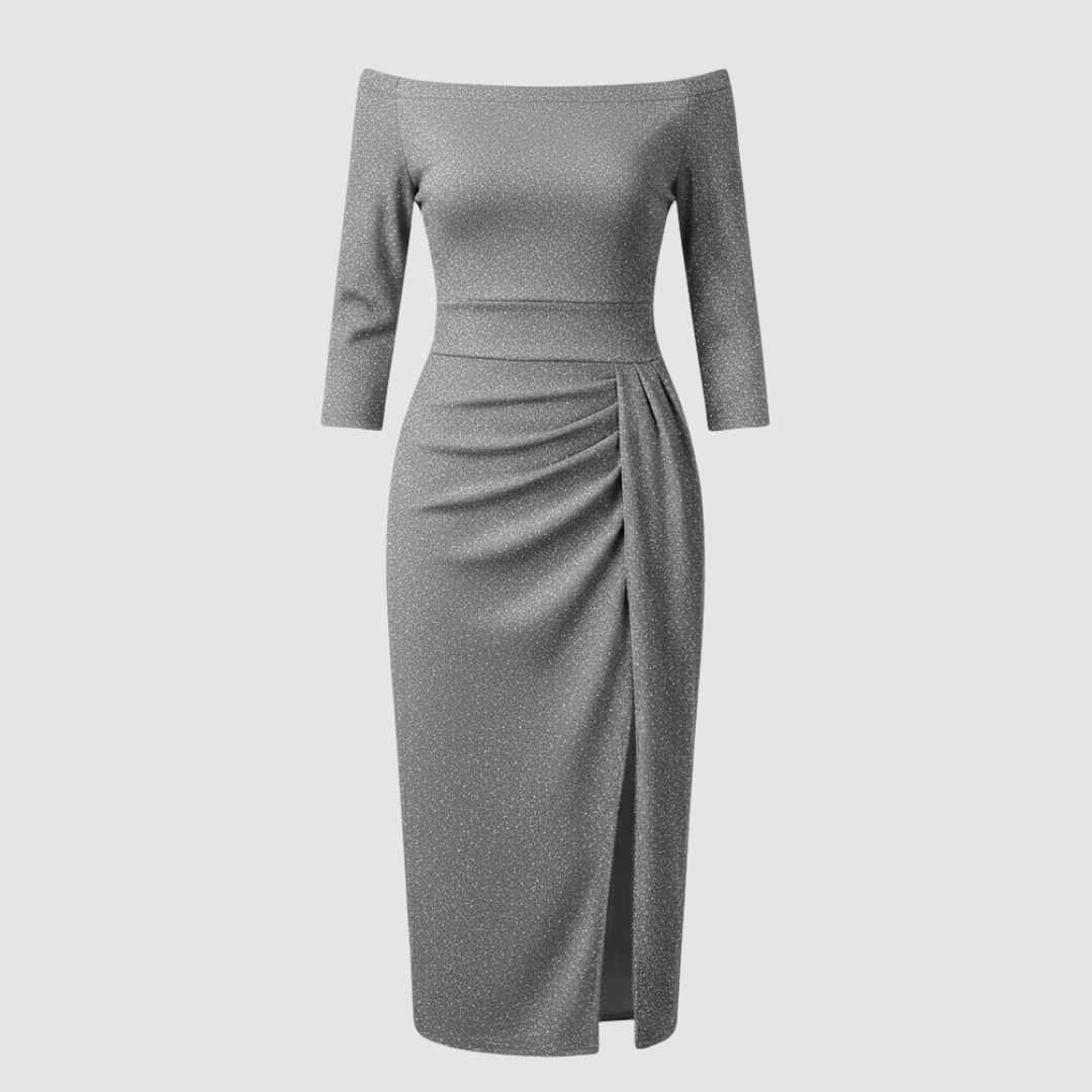 Image of Melinda | Women's Off-Shoulder Midi Dress