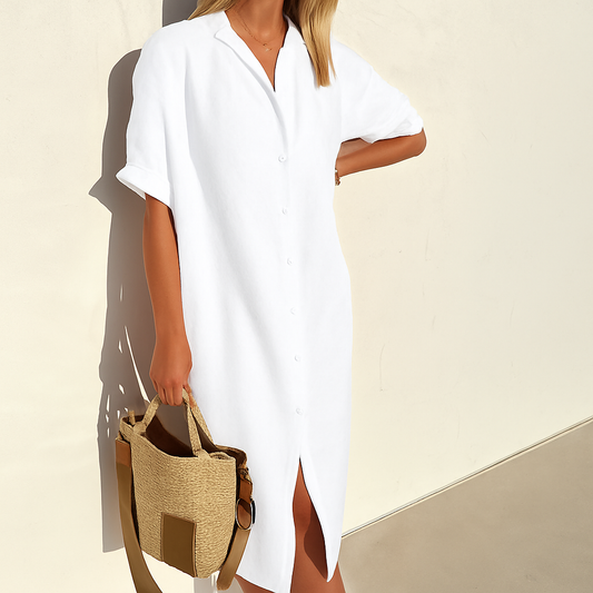 Image of Meredith | Women's Button-Down Midi Shirt Dress