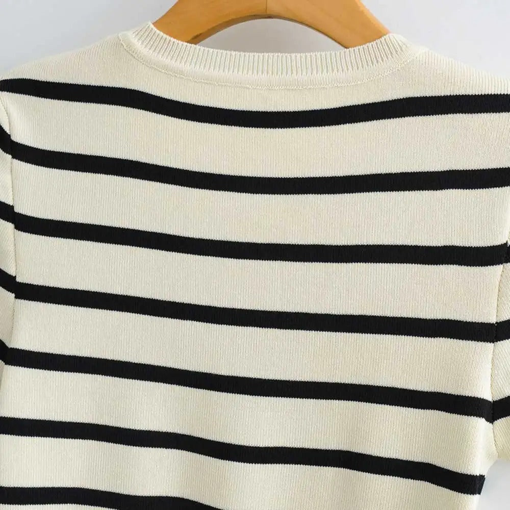 Image of Meredith | Women's Cropped Striped T-Shirt