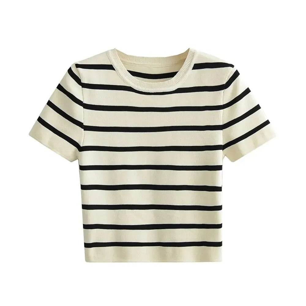 Image of Meredith | Women's Cropped Striped T-Shirt