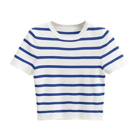 Image of Meredith | Women's Cropped Striped T-Shirt