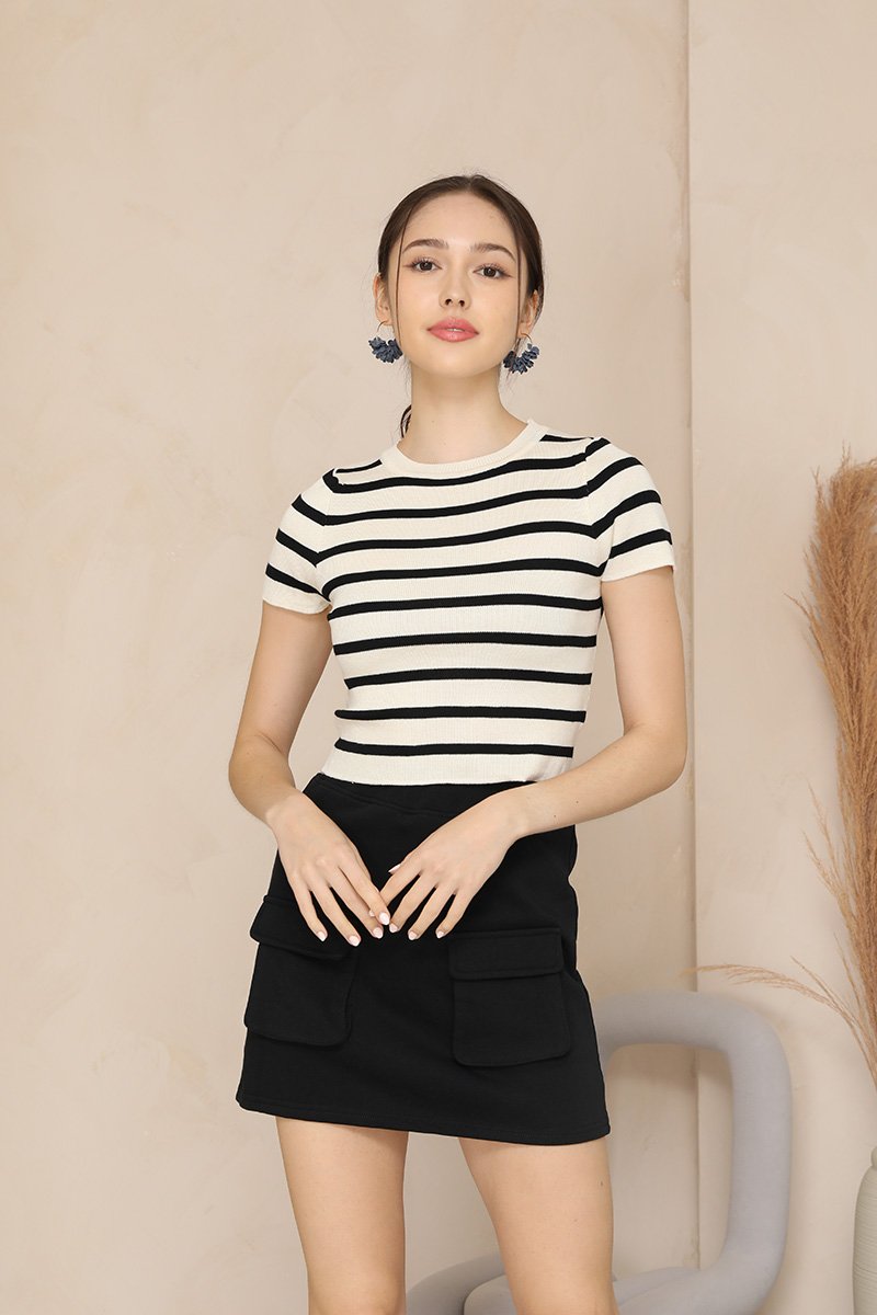 Image of Meredith | Women's Cropped Striped T-Shirt