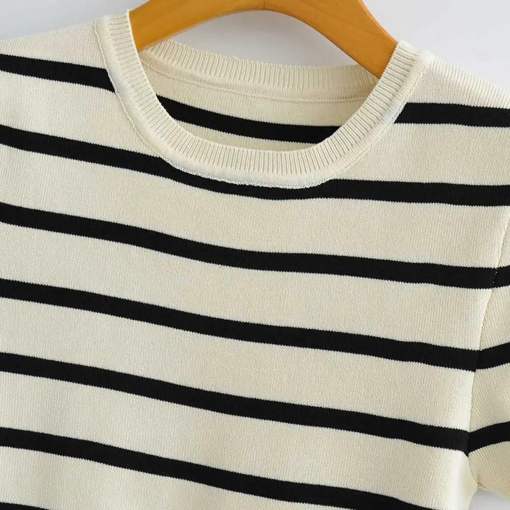 Image of Meredith | Women's Cropped Striped T-Shirt