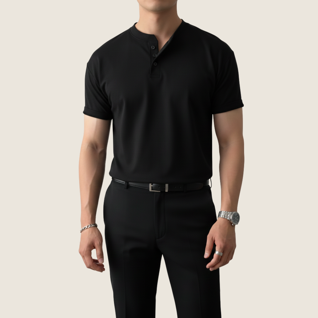 Image of Miles | Men's Button-Down Henley Short Sleeve T-Shirt