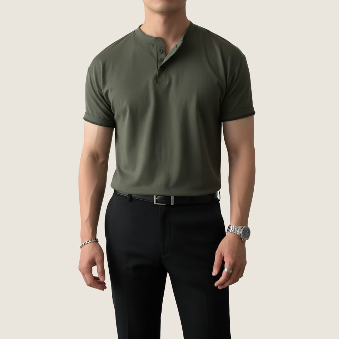 Image of Miles | Men's Button-Down Henley Short Sleeve T-Shirt