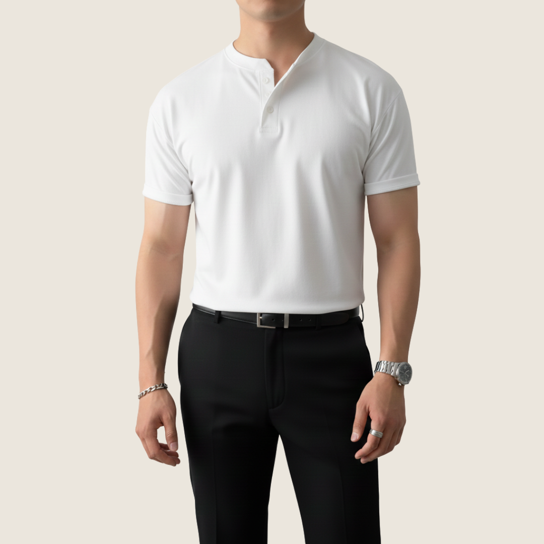 Image of Miles | Men's Button-Down Henley Short Sleeve T-Shirt