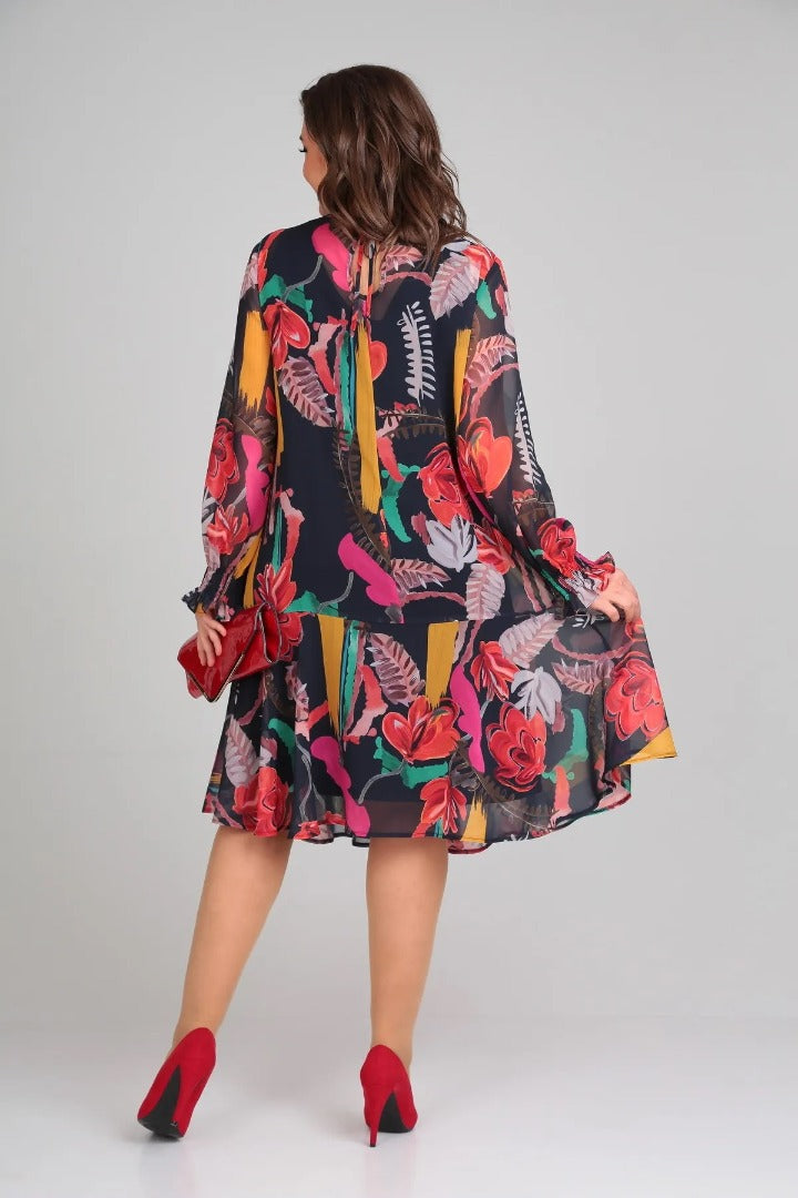 Image of Miranda | Women's Long Sleeve A-Line Midi Dress