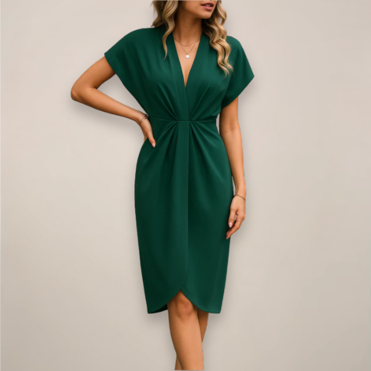 Image of Morgan | Women's V-Neck Wrap Midi Dress