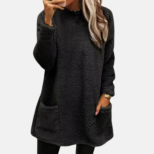 Image of Nina | Women's Long Sleeve Crewneck Pocket Sweater