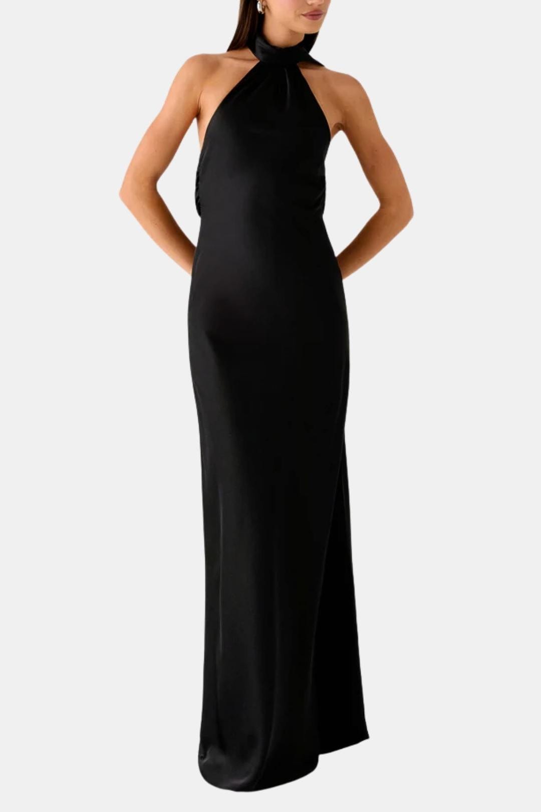 Image of Nina | Women's Sleeveless Halter Maxi Dress