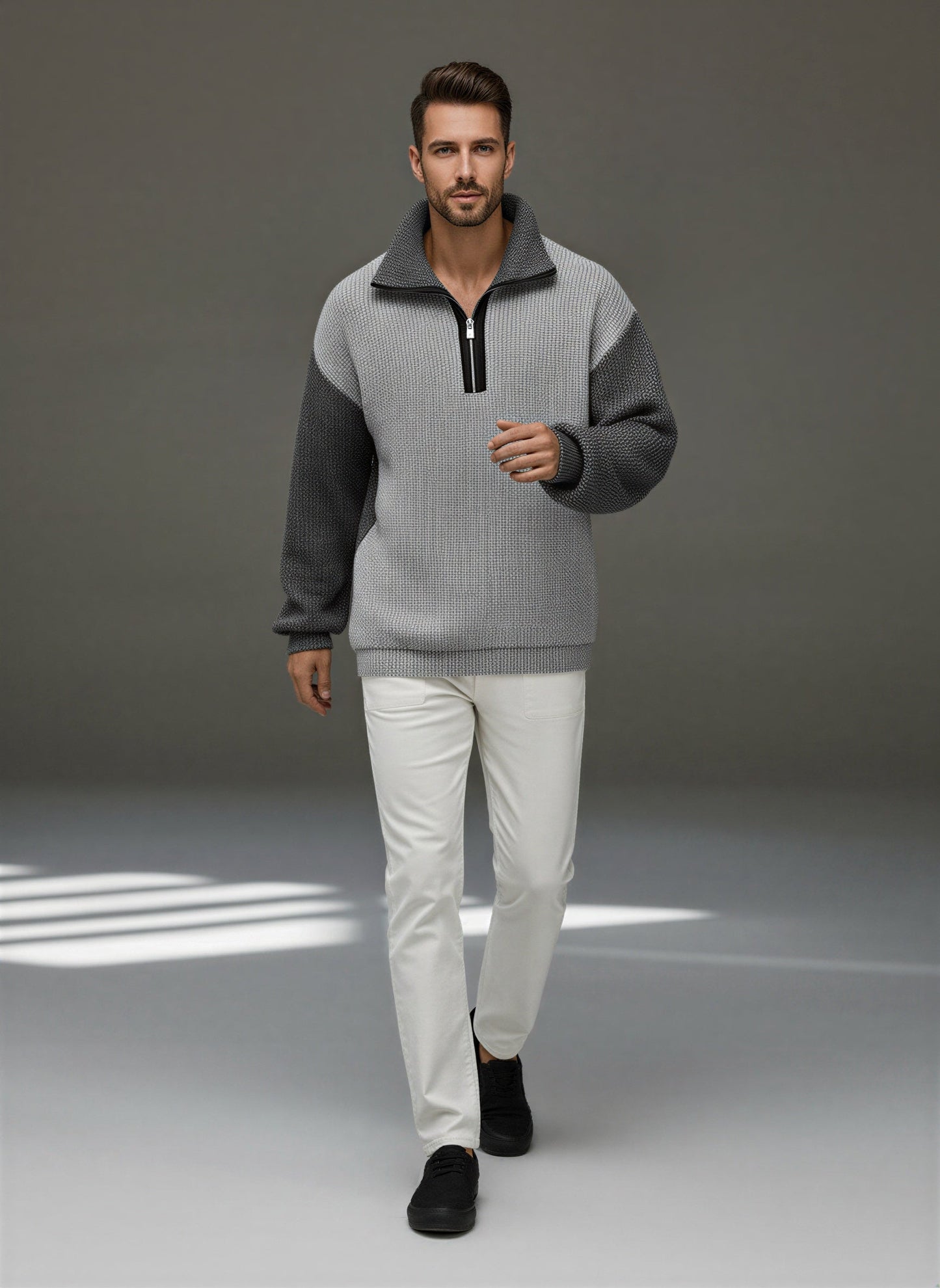 Image of Noah | Men's Quarter-Zip Color Block Sweater