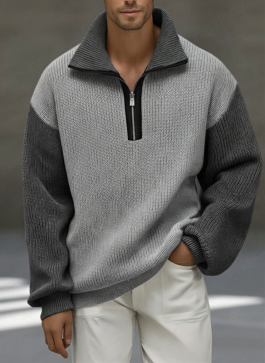 Image of Noah | Men's Quarter-Zip Color Block Sweater