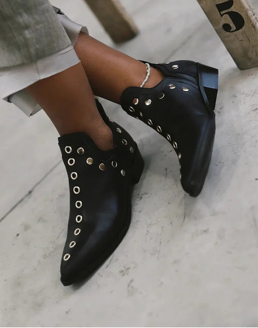 Image of Norma | Women's Pointed Toe Studded Ankle Boots