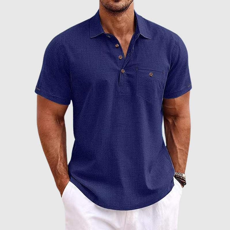 Image of Norman | Men's Short Sleeve Henley Polo Shirt