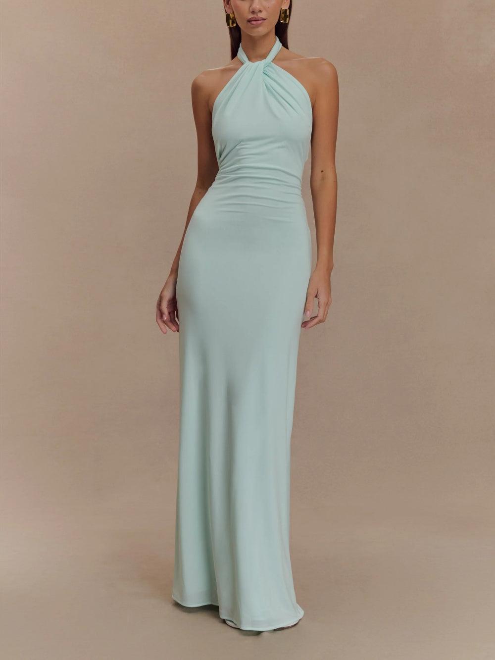 Image of Pamela | Women's Sleeveless Halter Maxi Dress