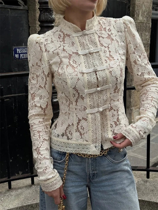Image of Phyllis | Women's Fitted Lace Blouse