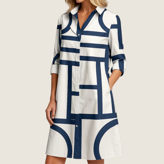 Image of Polly | Women's Button-Down A-Line Midi Dress