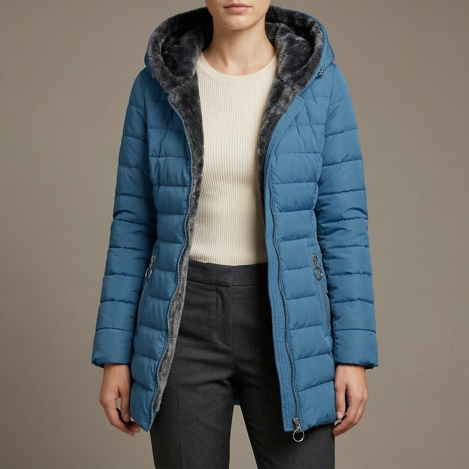 Image of Polly | Women's Hooded Mid-Length Puffer Coat