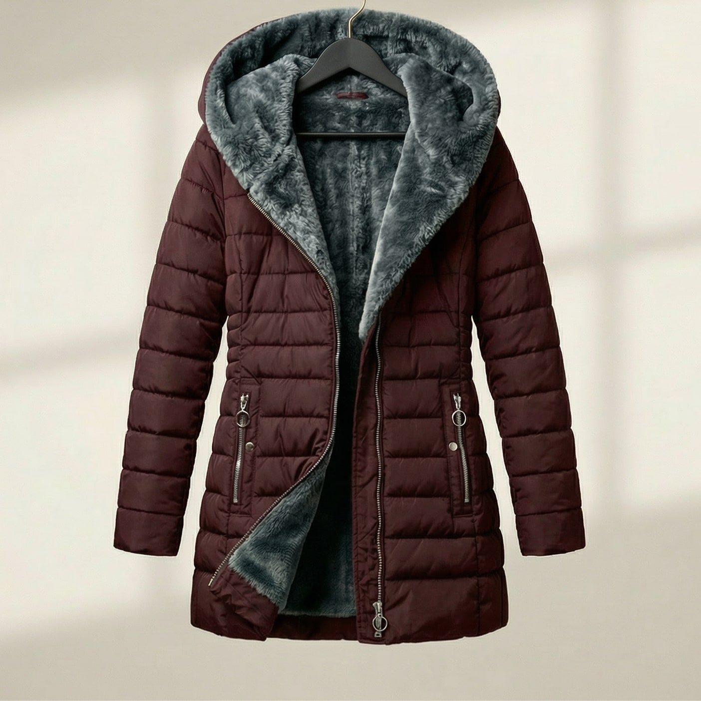 Image of Polly | Women's Hooded Mid-Length Puffer Coat
