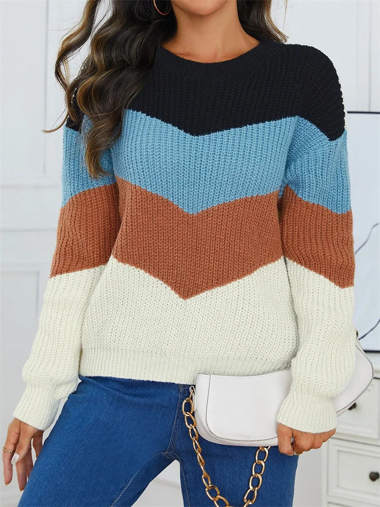 Image of Priscilla | Women's Color Block Crew Neck Sweater
