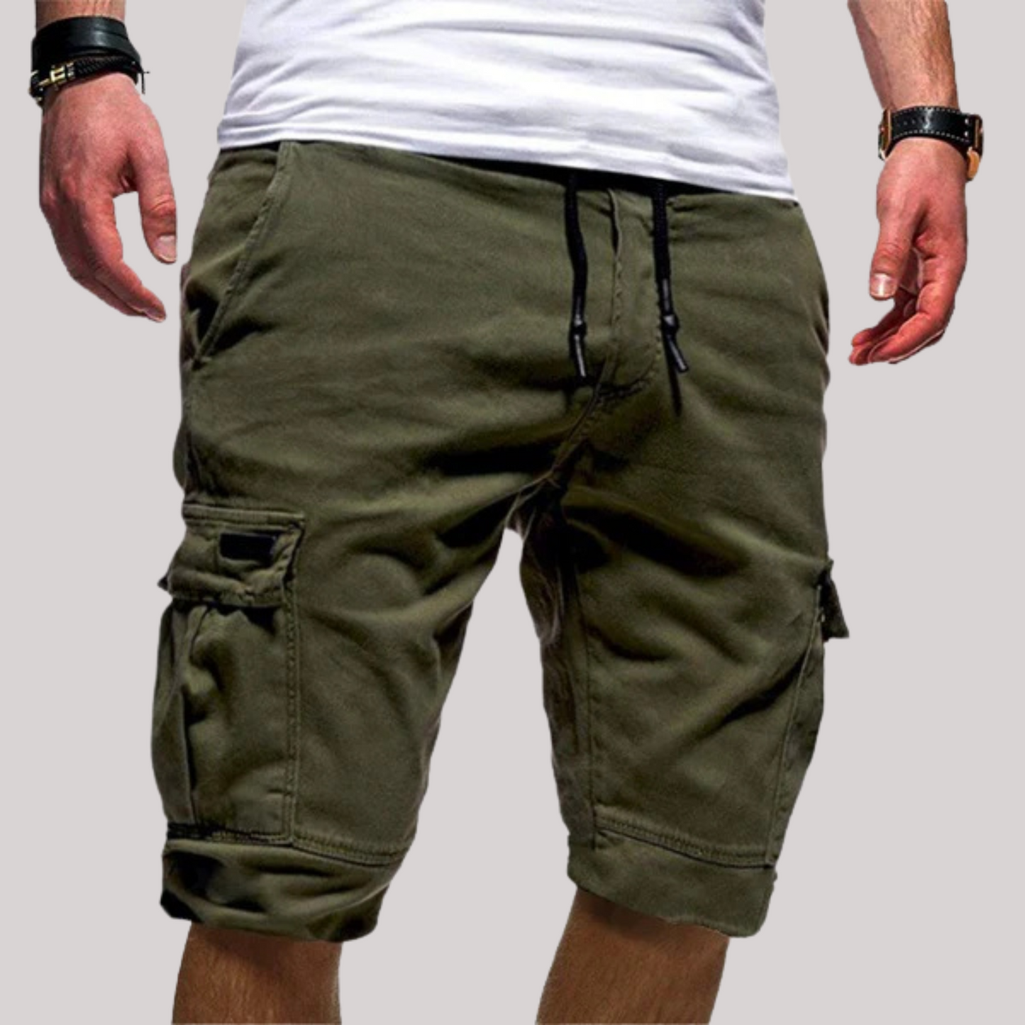 Image of Quincy | Men's Cargo Knee Length Drawstring Shorts