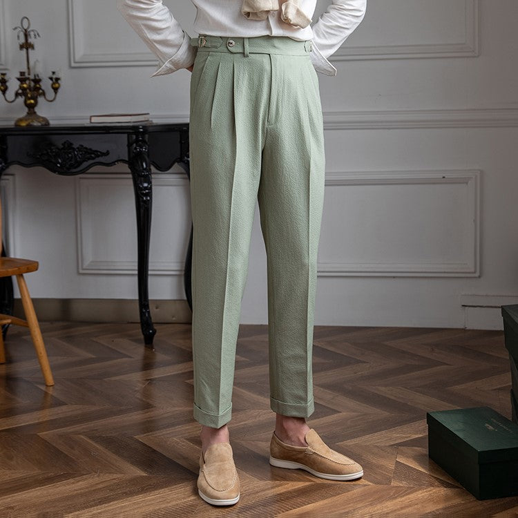 Image of Quincy | Men's Pleated Cropped Dress Pants