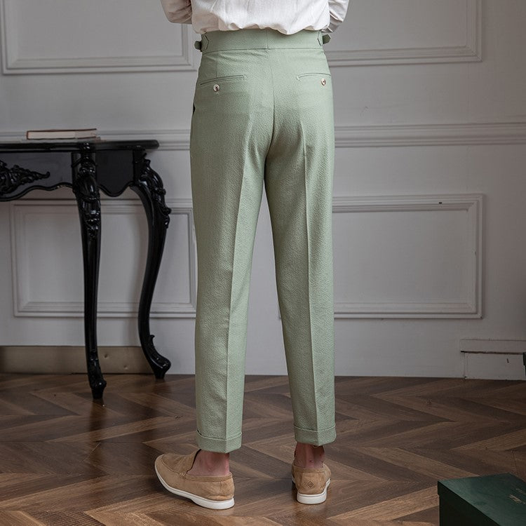 Image of Quincy | Men's Pleated Cropped Dress Pants