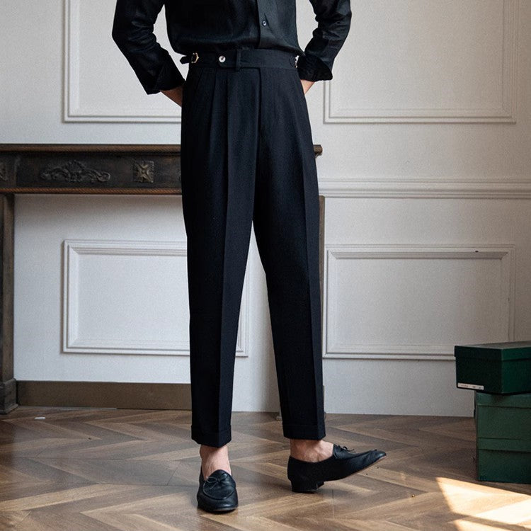Image of Quincy | Men's Pleated Cropped Dress Pants