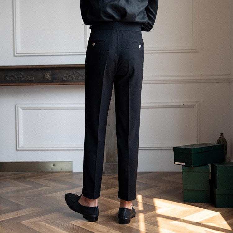 Image of Quincy | Men's Pleated Cropped Dress Pants