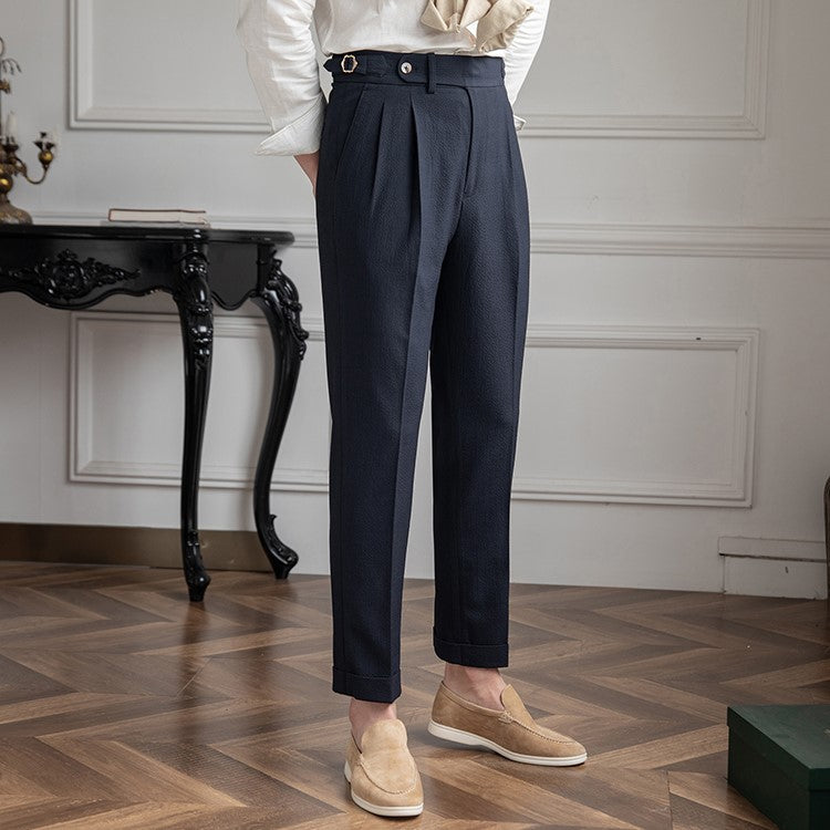 Image of Quincy | Men's Pleated Cropped Dress Pants