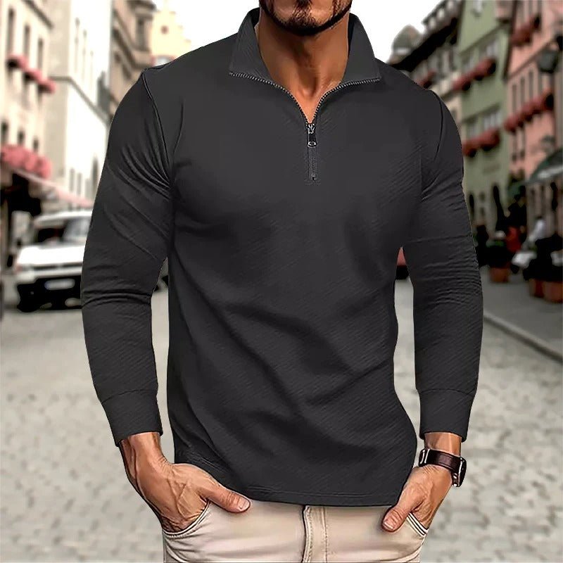 Image of Raphael | Men's Long Sleeve Zip Polo
