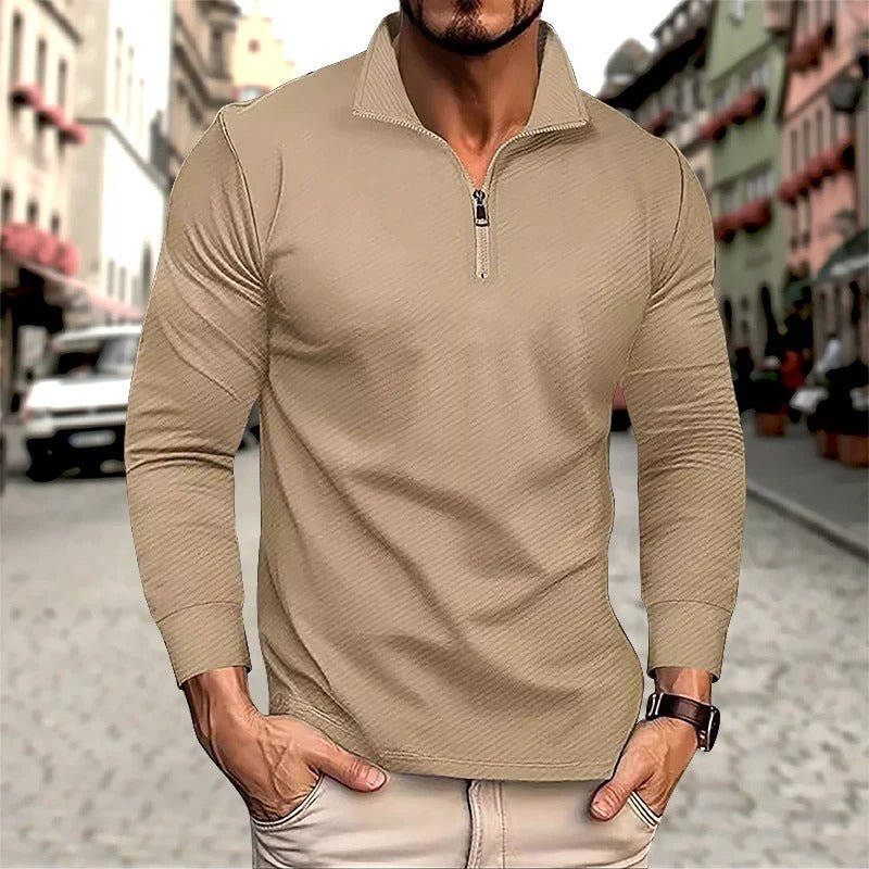 Image of Raphael | Men's Long Sleeve Zip Polo