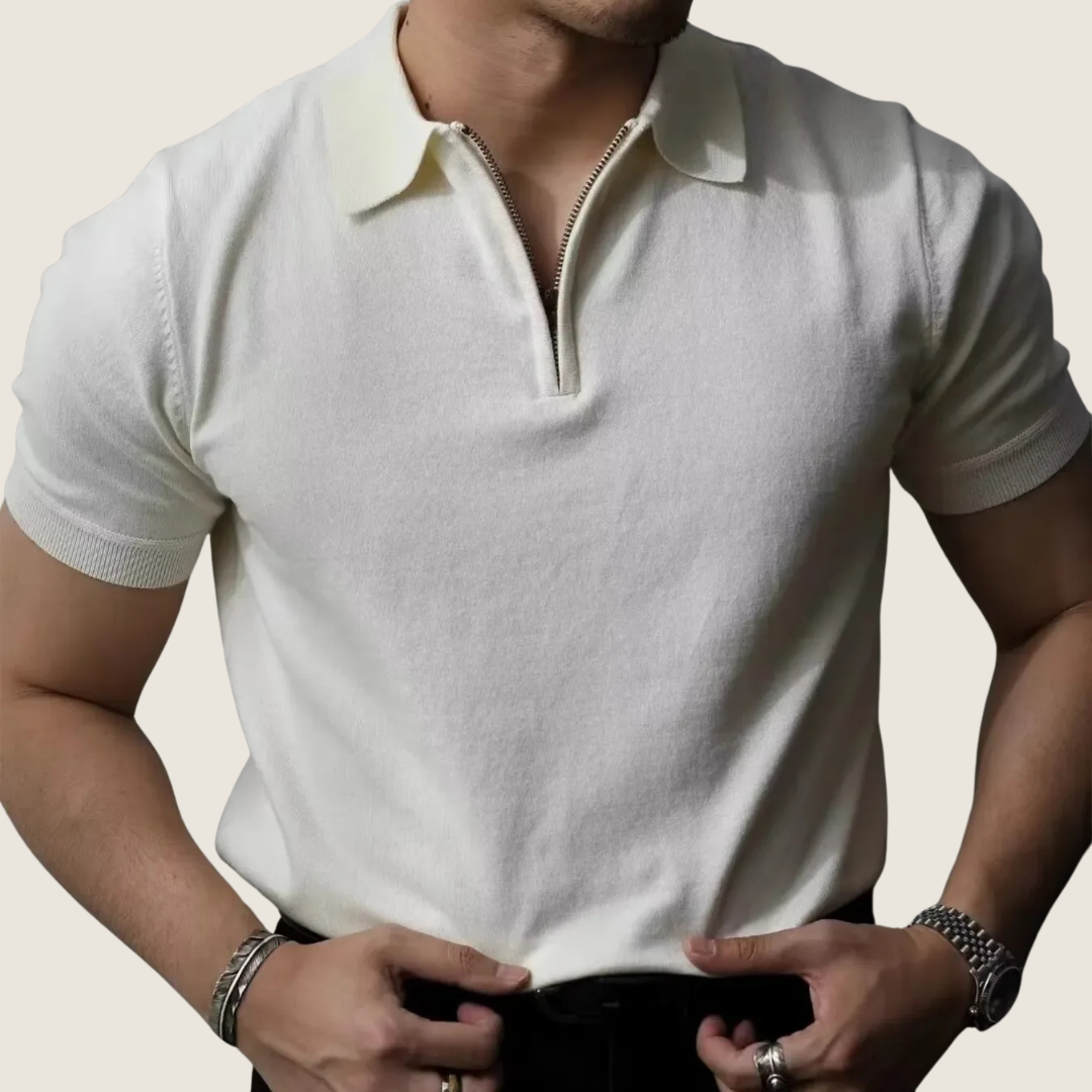 Image of Reggie | Men's Zip Polo Short Sleeve Shirt
