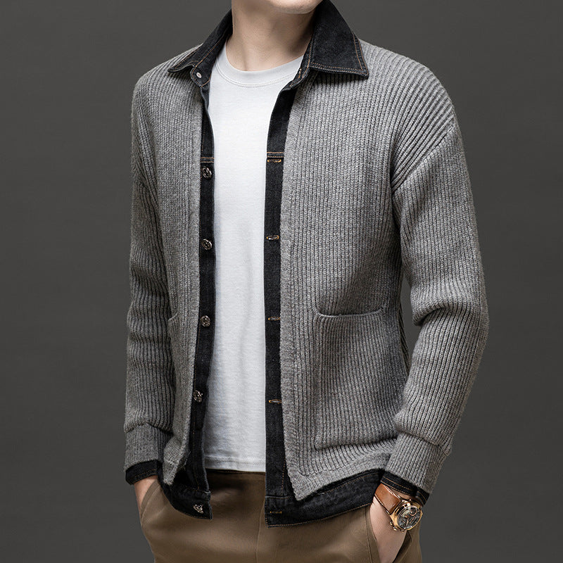 Image of Rex | Men's Button-Down Ribbed Cardigan