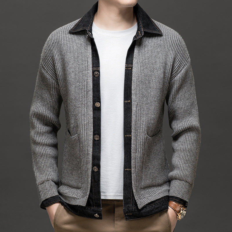 Image of Rex | Men's Button-Down Ribbed Cardigan